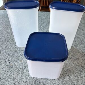 Tupperware Navy and Frosted Storage Set of 3